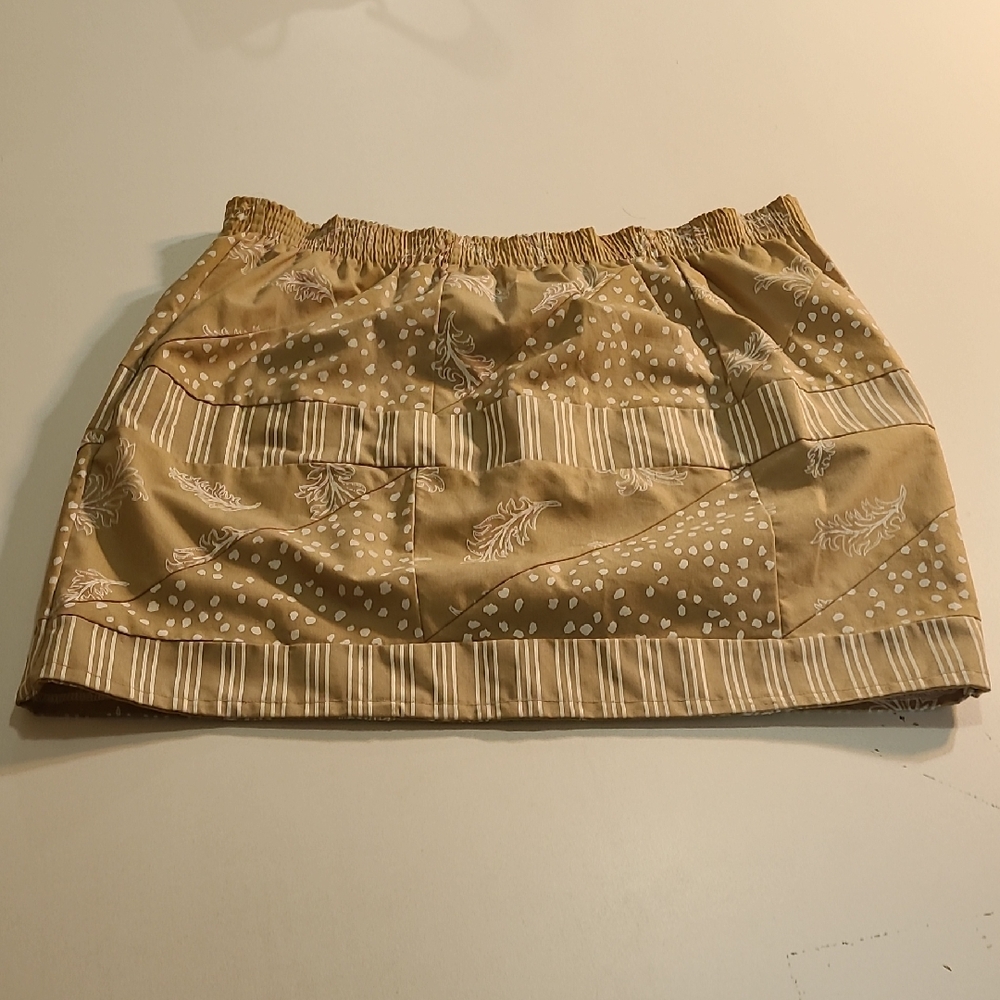 Brown Patchwork Short Skirt